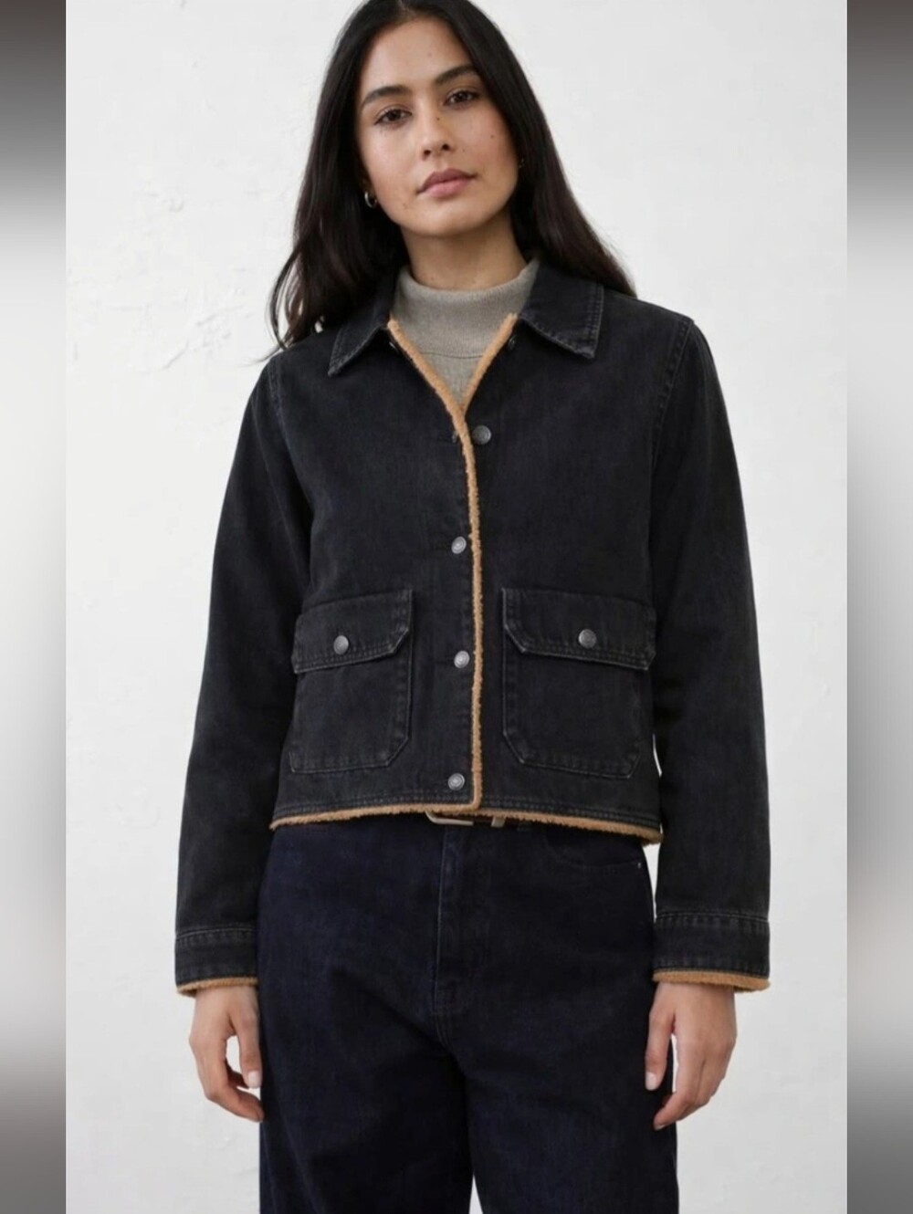 NEW! Woolrich The Green Label Collection Black Trucker Jacket Size M